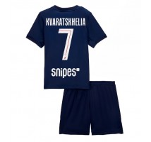Paris Saint-Germain Khvicha Kvaratskhelia #7 Koszulka Podstawowa dzieci 2025-26 Krótki Rękaw (+ krótkie spodenki)